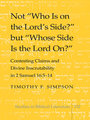 cover image of Not «Who Is on the Lord's Side?» but «Whose Side Is the Lord On?»